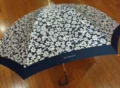 バーバリー 雨傘 長傘 花柄 ネイビー＆ホワイト　60cm　カバー付　未使用