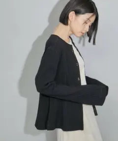 ADAM E ROPE フレアーリブカーディガン （ブラック）