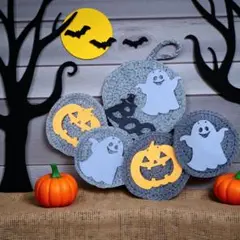 ハンドメイド コースター＆ティーポット敷 ハロウィン仕様