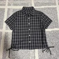 【namica様専用】チェック柄 半袖シャツ 裾ドロストのサムネイル