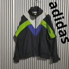 90s アディダス 銀タグ Vライン ナイロンジャケット トレフォイル XL相当