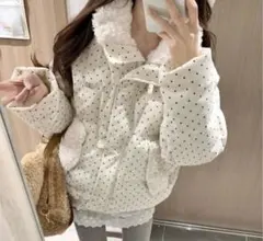 たた様専用 ホワイト・ドット柄ダウンジャケット SHEIN