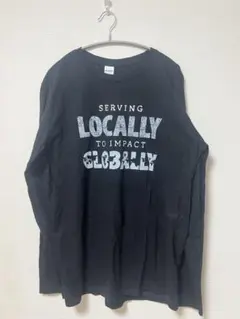 GILDAN ロンT 黒 プリントTシャツ L 古着