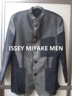 ISSEY MIYAKE MEN グレー テーラードジャケット 中古・古着通販】ISSEY MIYAKE (イッセイミヤケ) マオカラージャケット