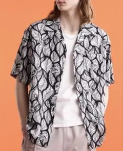 極美品】Schott バンダナローズ アロハシャツ 黒 L レーヨン 薔薇
