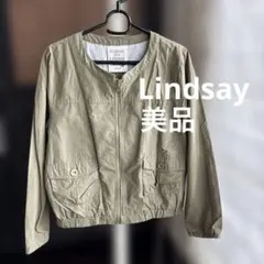 Lindsay ナルミヤ　カーキ　ノーカラー　ジャケット　160 リンジィ