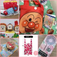 【9点セット】アンパンマンエコバッグ、カスタネット、パンどろぼうフィギュア他