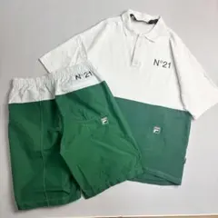 美品✨N°21 × FILA セットアップ ポロシャツ ハーフパンツ 刺繍ロゴ