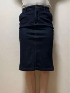 navyデニム タイトスカート 膝丈 インディゴブルーのサムネイル