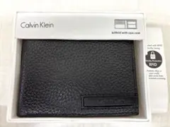 【新品未使用】カルバンクライン2折小銭入付財布79698BK レザー 箱入