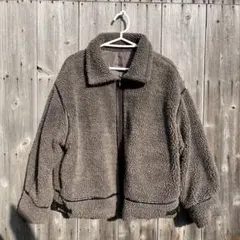 古着ムートンジャケットブラウン茶色ベージュフリースモコモコグレー