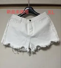 ホワイトデニムショートパンツ ショートパンツXL
