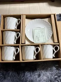 【未使用】たち吉 Adam & Eve カップ＆ソーサー 5客セット 白磁
