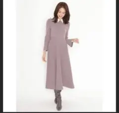 スナイデル 襟付きニットワンピース ベルスリーブ 2way パープル