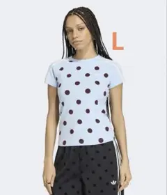 adidas ドット 水玉 半袖tシャツ 白 ホワイト Lサイズ アディダス 水玉 adidas ドット柄 半袖Tシャツ 白 ホワイト