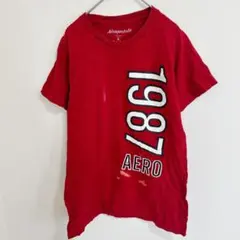 エアロポステール プリントTシャツ クルーネック半袖 S 赤 綿 カジュアルのサムネイル