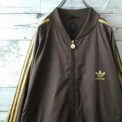 希少サイズ☆アディダス 刺繍ロゴ トラックジャケット2XO ブラウン×ベージュ