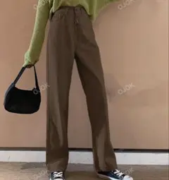 ブラウンストレートデニム ハイウエスト