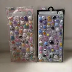 【新品】ボンボンドロップシール2枚セット（アニマル&おばけ）
