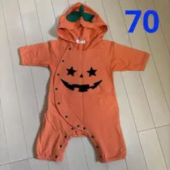 ハロウィン　かぼちゃ　ロンパース　70サイズ