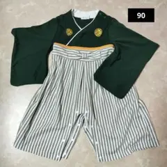 gratti 和風 ロンパース 緑色 ストライプ