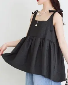 Narcissus ジャガードリボンショルダー タンクトップ