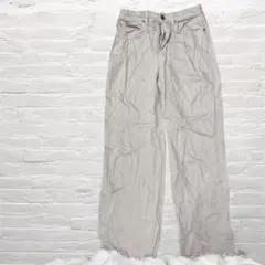 ストレートレッグパンツ ライトベージュ フリンジ裾