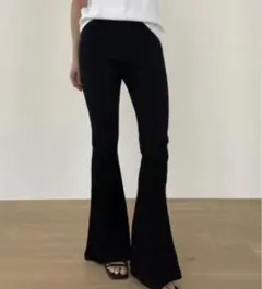 【新品同様】Didot リブフレアレギンス　ブラック　S リブフレアパンツ