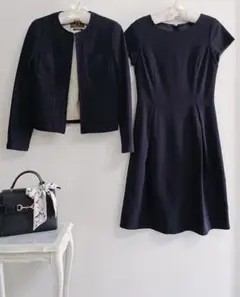 美品♡INED　ノーカラージャケット　半袖ワンピース　セットアップ　スーツ