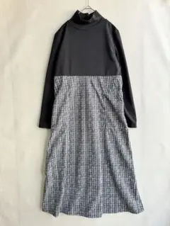 未使用　AIYISHANGFUSH　ドッキング　ロング　ワンピース　モノトーン