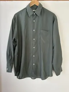 シアーオーバーサイズシャツ 長袖 オリーブ ユニセックス (GU)