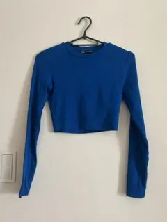 ZARA 青色 クロップド長袖トップス