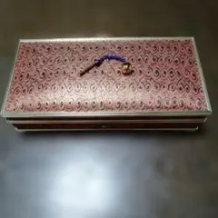 赤と金の布製　アクセサリーケース　鍵付き