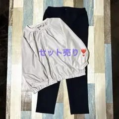 七分袖ブルゾン グレー×ディノス美脚パンツ 黒 セットアップ 上LL 下L