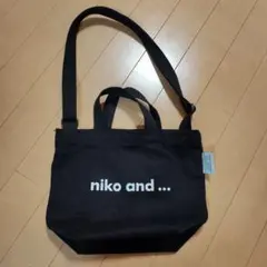 niko and ... 黒　ロゴ　ミニトートバッグ