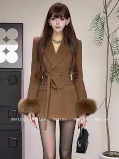 ミニ丈ウールコート❤️秋冬デート女子会フレンチスタイル