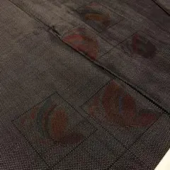 本場大島紬　袷着物　蝶々　未使用躾付