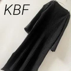 KBF ワンピース ニットワンピ ロング リブ 黒 ボタン
