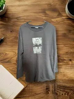 グレー 長袖 Tシャツ プリント