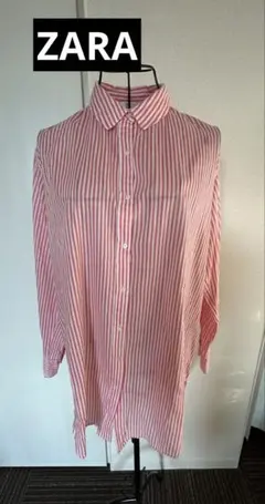 ZARA ストライプ長袖シャツ　ピンク