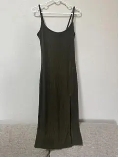 FOREVER 21 リブ キャミワンピース カーキ