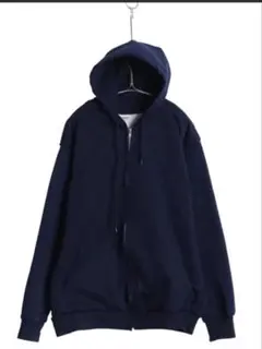 90s PLUMA 裏サーマル フルジップ フード パーカー メンズ Lネイビー