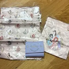ディズニープリンセス 三つ折り財布 サテン巾着2枚 3点セット まとめ売り