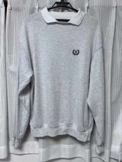 グレー ポロシャツスタイル トレーナー M オーバーサイズ