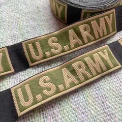 刺繍タグ　10枚セット　US ARMY 黄緑　軍物