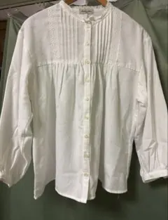 【Samansa Mos2】レース付きホワイトシャツ