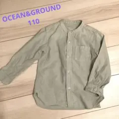 OCEAN&GROUND ノーカラーシャツ110 ミントグリーン