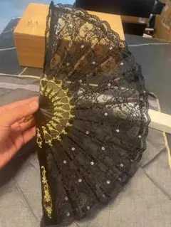 フラメンコ 黒 レース 扇子