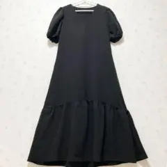 半袖 ロングワンピース ブラック