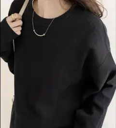 リブニット　可愛い　お洒落　軽量　コンパクト　ブラック　 黒　M 韓国